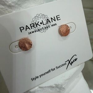 Park Lane Rose Gold Textured Oval Stud Earrings